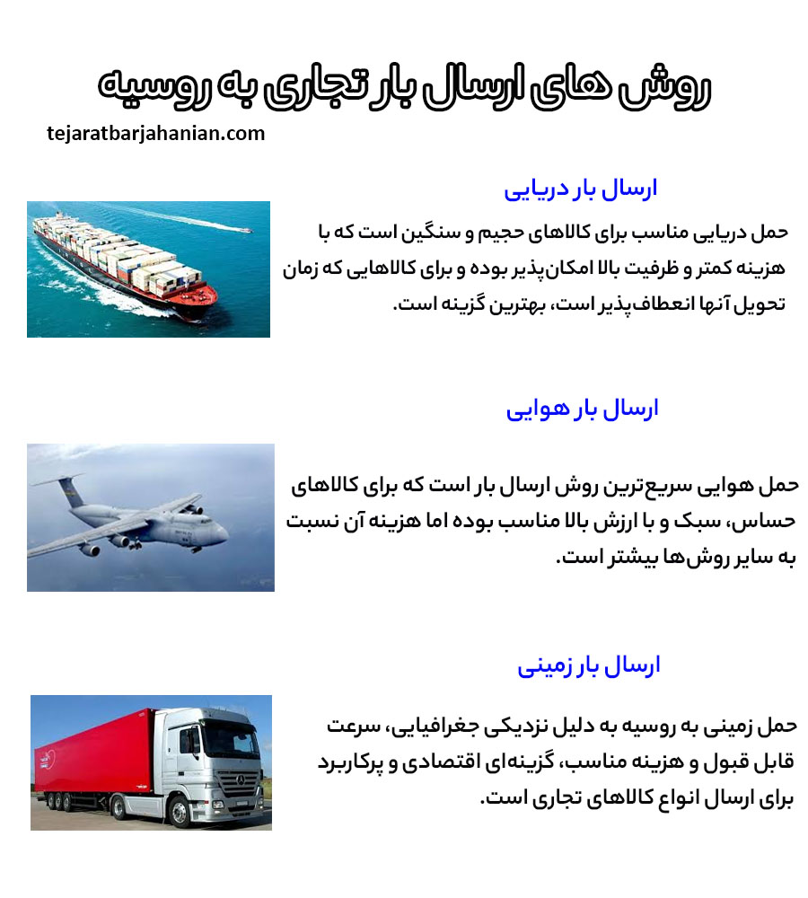 روش های ارسال بار تجاری به روسیه